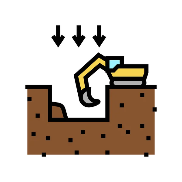 Hoyo de excavación para la construcción de color icono vector ilustración — Vector de stock