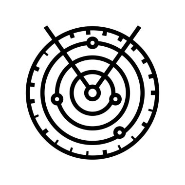 Havaalanı hava trafik kontrol sistemi çizgi vektör illüstrasyonu