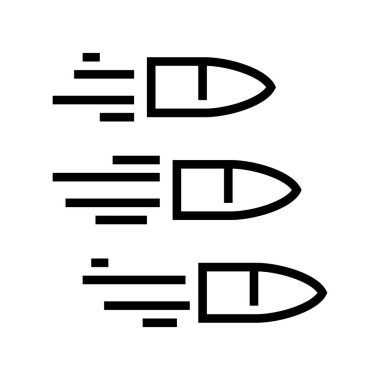 uçan mermiler çizgisi ikon vektör çizimi