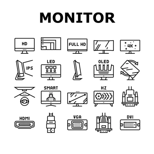 Számítógép PC Monitor Collection ikonok Set vektor — Stock Vector