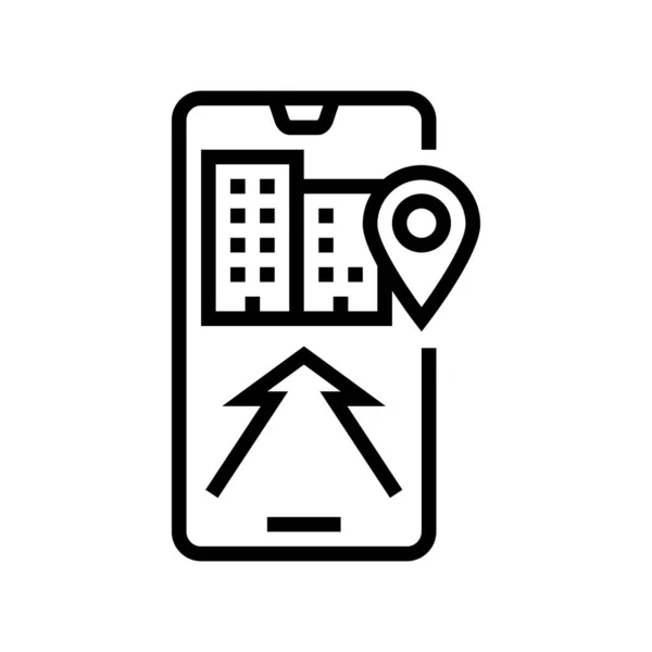 Aplicación móvil línea de navegación icono vector ilustración — Vector de stock