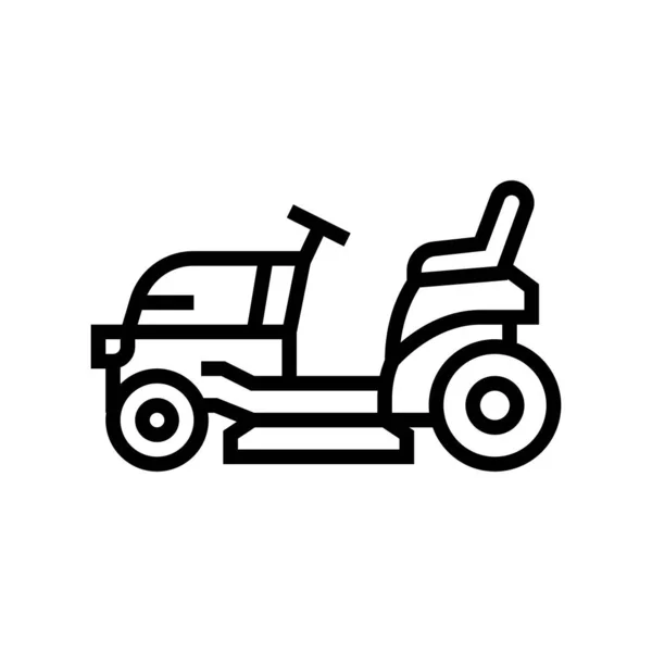 Trator cortador de grama linha ícone vetor ilustração —  Vetores de Stock