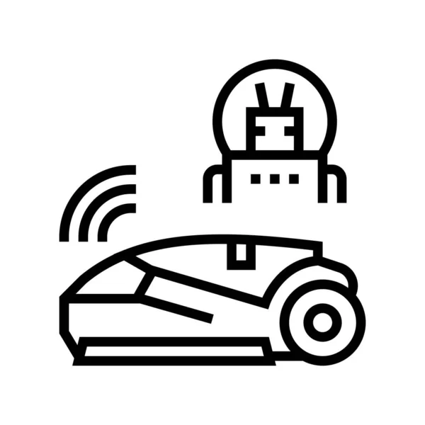 Smart automatical lawn cortacésped línea icono vector ilustración — Archivo Imágenes Vectoriales