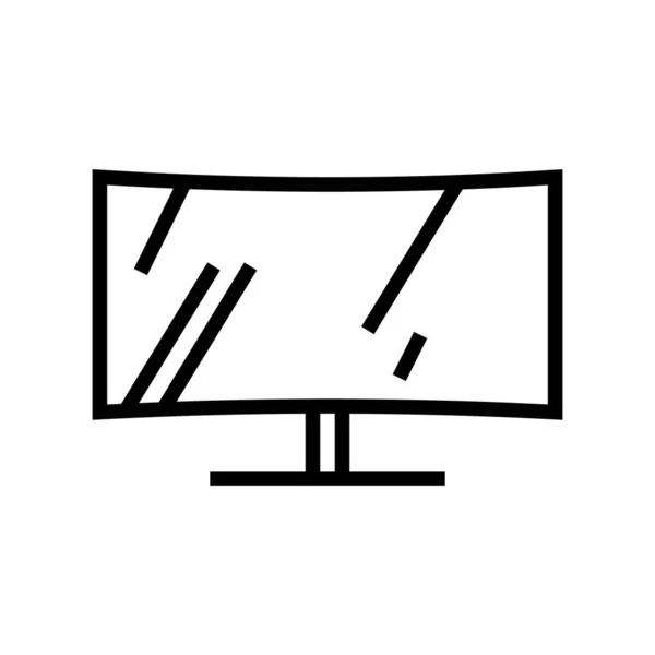 Ilustração de vetor de ícone de linha de monitor curvo —  Vetores de Stock