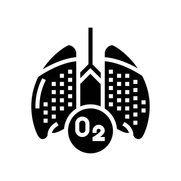 Pulmones con el icono del glifo de oxígeno ilustración vectorial — Archivo Imágenes Vectoriales