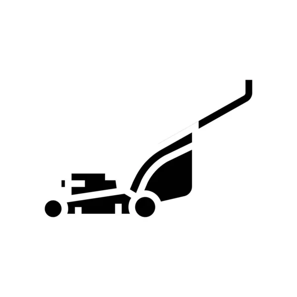 Lawn mower for cut grass glyph icon vector illustration — Stock Vector