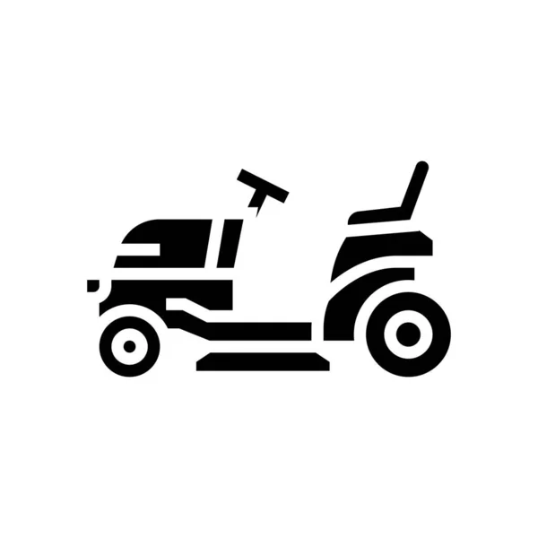 Tractor lawn mower glyph icon vector illustration — Stock Vector