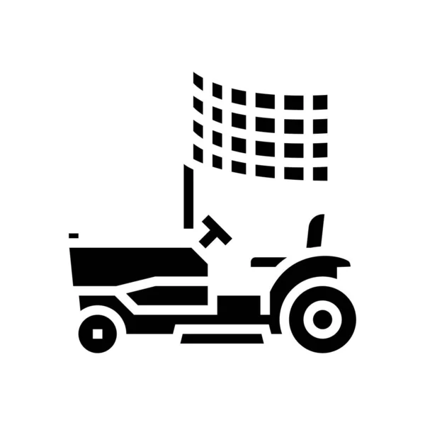 Race on lawn mower glyph icon vector illustration — Stock Vector