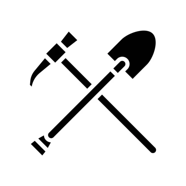 Pala e piccone glyph icona vettoriale illustrazione — Vettoriale Stock