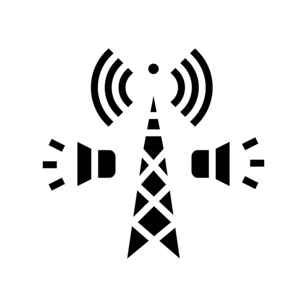 Radioübertragung Glyphen-Symbol-Vektor-Illustration — Stockvektor
