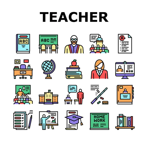 Teacher Education Collection Icons Set Vector — Stock Vector