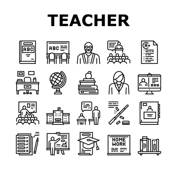 Teacher Education Collection Icons Set Vector — Stock Vector