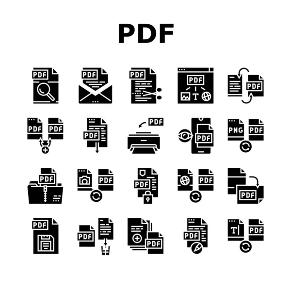 PDF電子ファイルコレクションアイコンセットベクトル — ストックベクタ