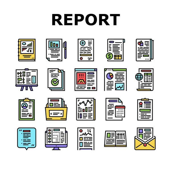 Report Documentazione Collezione Icone Set vettoriale — Vettoriale Stock