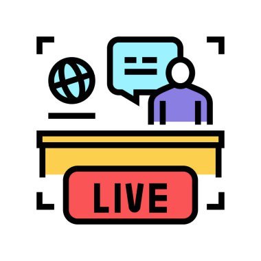 dünya canlı haber renk ikonu vektör illüstrasyonu