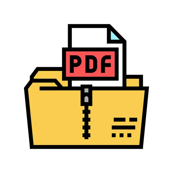 Archiveren pdf-bestand kleur pictogram vector illustratie — Stockvector
