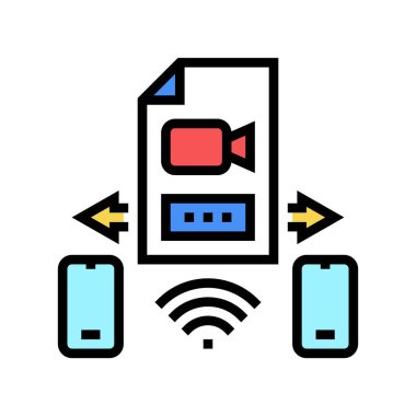 video dosyası telefon rengi vektör illüstrasyonuna gönderildi
