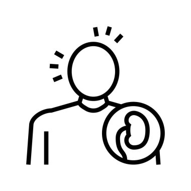 solgunluk insan teni, böbrek hastalığı çizgisi ikon vektör çizimi