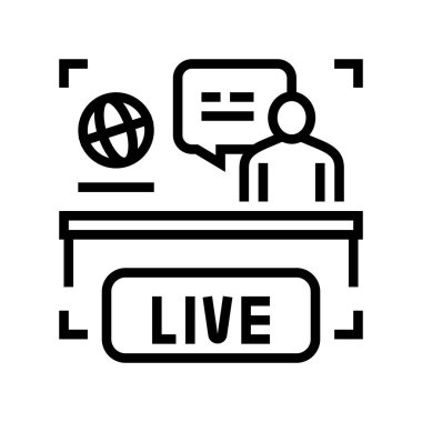 dünya canlı haber hattı ikon vektör illüstrasyonu