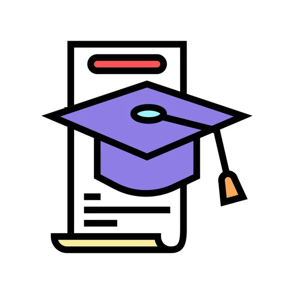 Escuela graduación color icono vector ilustración — Vector de stock