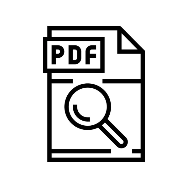 Research pdf file line icon vector illustration — 스톡 벡터