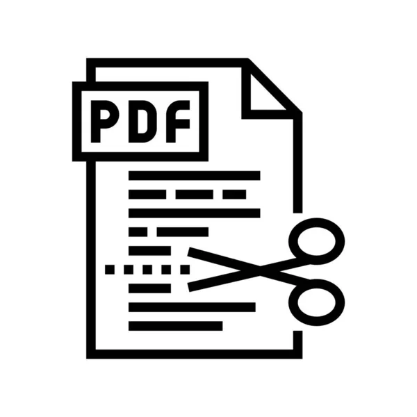 Corte pdf línea de archivo icono vector ilustración — Archivo Imágenes Vectoriales
