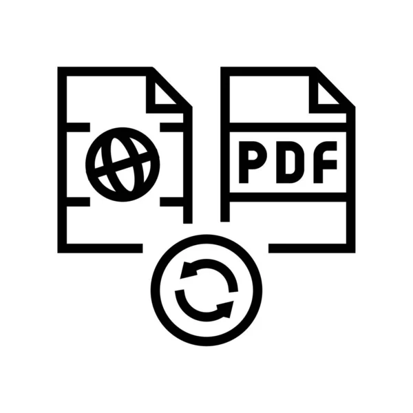 Konvertieren Webseite Seite in pdf-Datei Zeilensymbol Vektorillustration — Stockvektor