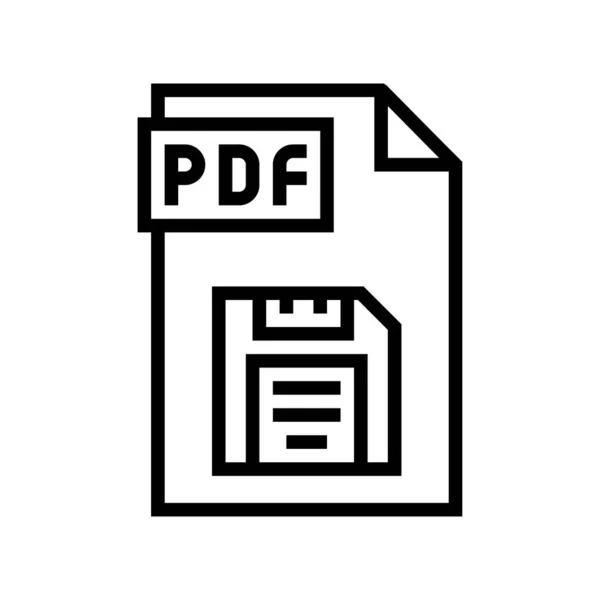 Pdf-Datei speichern Zeilensymbol Vektor Illustration — Stockvektor