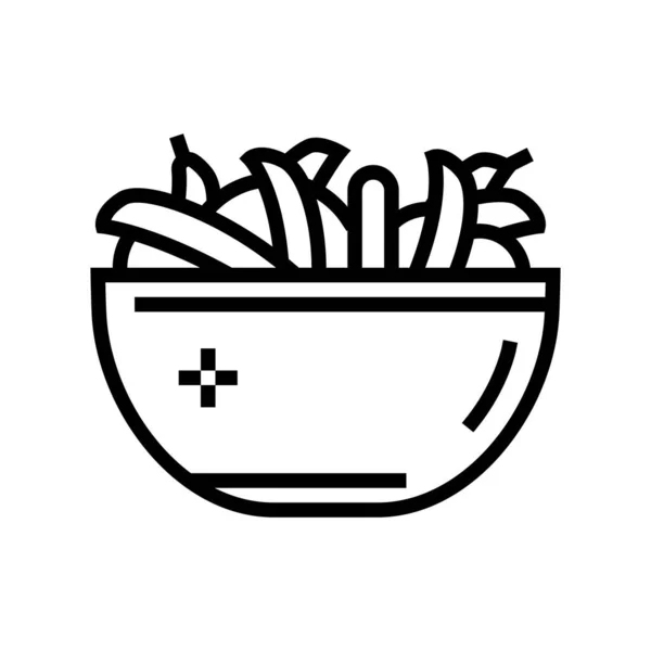 Frische Erbsen in der Tellerzeile Icon Vector Illustration — Stockvektor