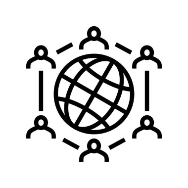 küresel iletişim hattı ikonu vektör illüstrasyonu