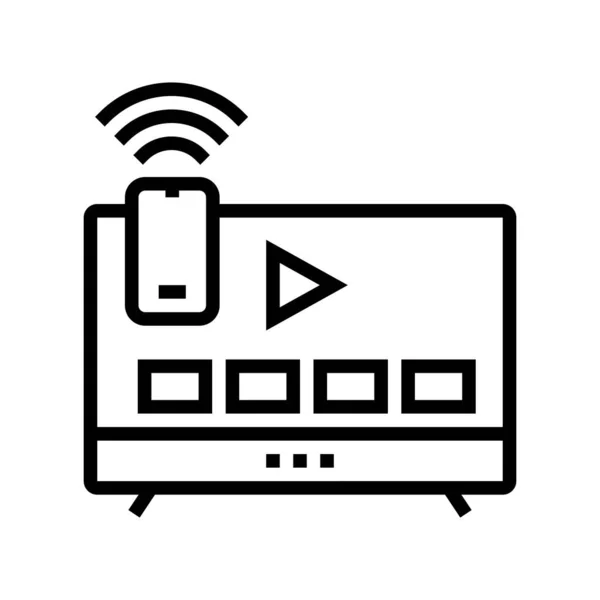 Smart tv línea icono vector ilustración — Vector de stock