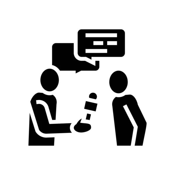 Interview journalist glyph pictogram vector illustratie — Stockvector