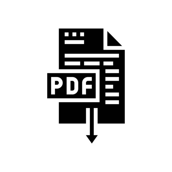 Pdf fájl letöltése glyph ikon vektor illusztráció — Stock Vector