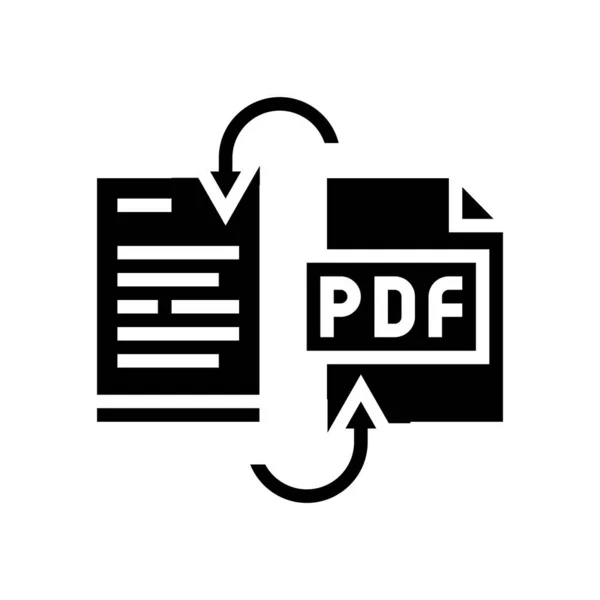 Pdf-Datei in Word-Pad umwandeln Glyphen-Symbol-Vektorillustration — Stockvektor