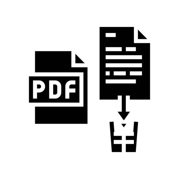 Verwijderen pdf-bestand glyph pictogram vector illustratie — Stockvector