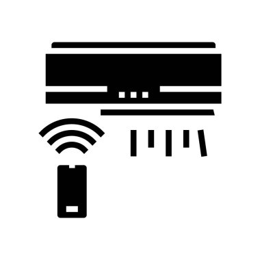 Klima, iklim kontrol sistemi glifleri ikon vektör illüstrasyonu