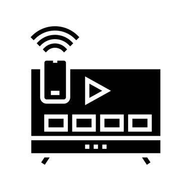 akıllı tv glyph simgesi vektör illüstrasyonu
