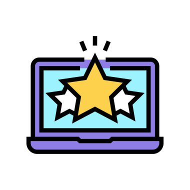 Dizüstü bilgisayarın renk ikonu vektör illüstrasyonunda derecelendirme