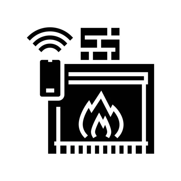 System sterowania kominkiem ikony wektora glifu inteligentnego domu ilustracja — Wektor stockowy