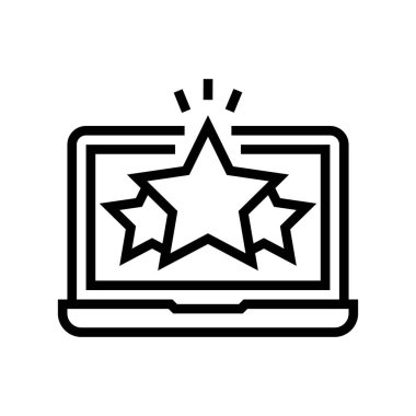 Dizüstü bilgisayar satırı ikon vektör illüstrasyonu derecesi