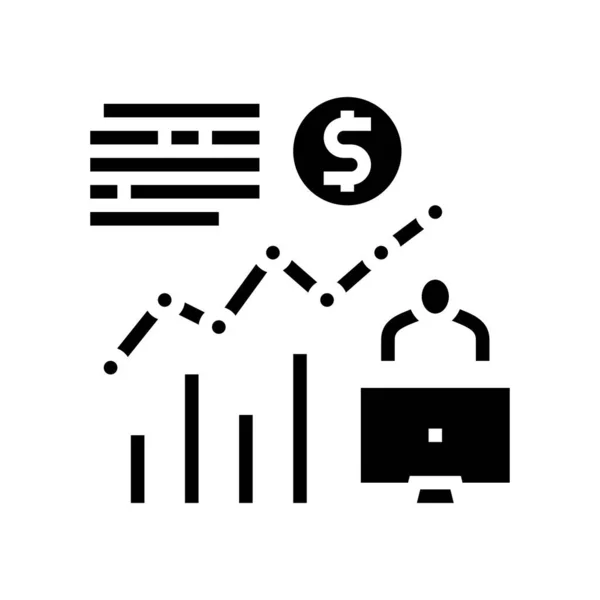 Menedzser piackutatás glyph ikon vektor illusztráció — Stock Vector