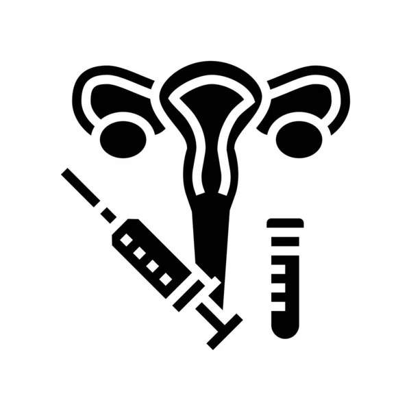 Iniezione ginecologia trattamento glyph icona vettoriale illustrazione — Vettoriale Stock