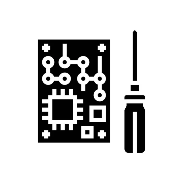 Microchip maken geek glyph pictogram vector illustratie — Stockvector