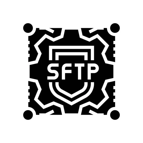 Sftp rótulo glifo ícone vetor ilustração sinal — Vetor de Stock