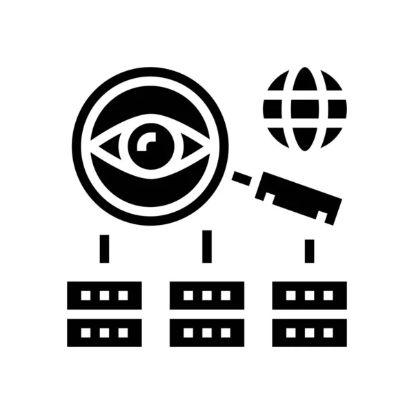 Ricerca server glyph icona vettoriale illustrazione segno — Vettoriale Stock