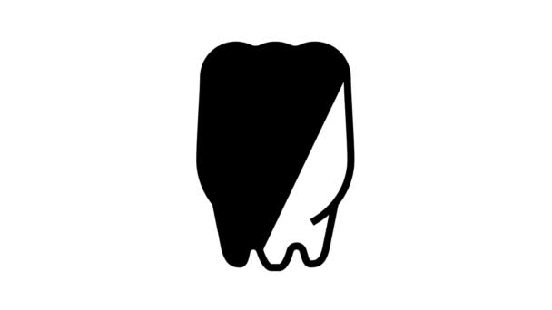 Szczęśliwa ikona linii zęba animacja — Wideo stockowe