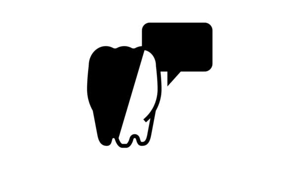 Zdrowa ikona linii zęba animacja — Wideo stockowe