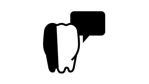 Animacion de iconos de línea dental poco saludable — Vídeos de Stock