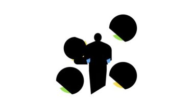 İş adamı ve para sikkeleri renk simgesi canlandırması