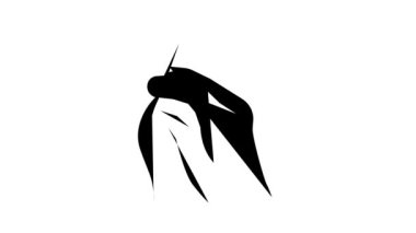 İplik rengi animasyonuyla el ele dikiş iğnesi